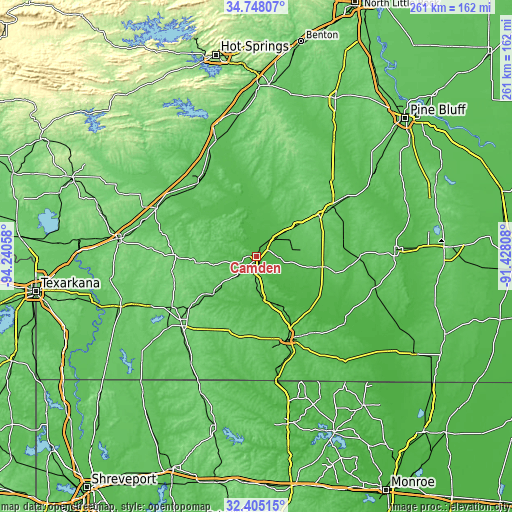 Topographic map of Camden