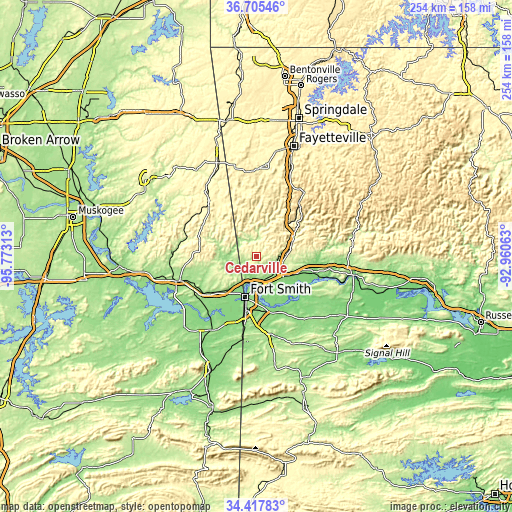 Topographic map of Cedarville