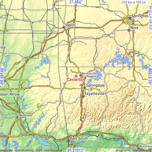 Topographic map of Centerton