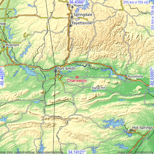 Topographic map of Charleston