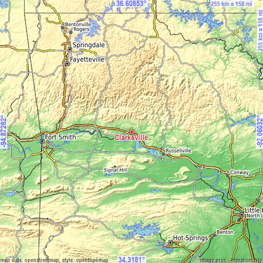 Topographic map of Clarksville