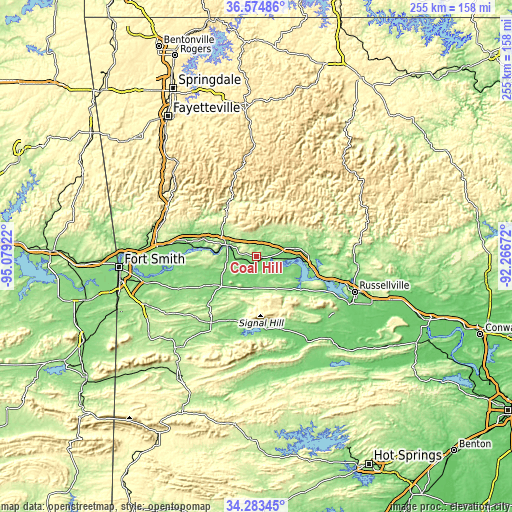 Topographic map of Coal Hill