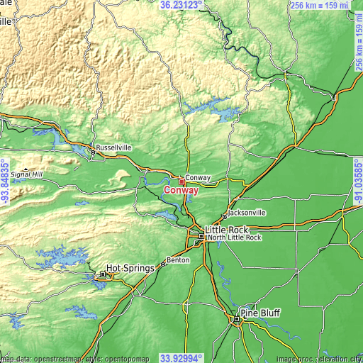 Topographic map of Conway