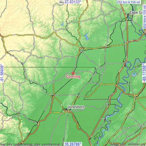 Topographic map of Corning