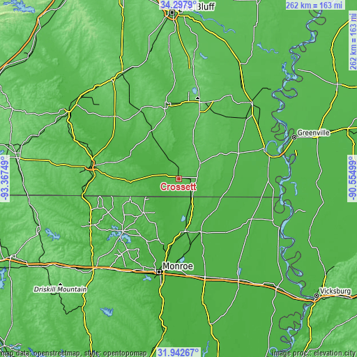 Topographic map of Crossett