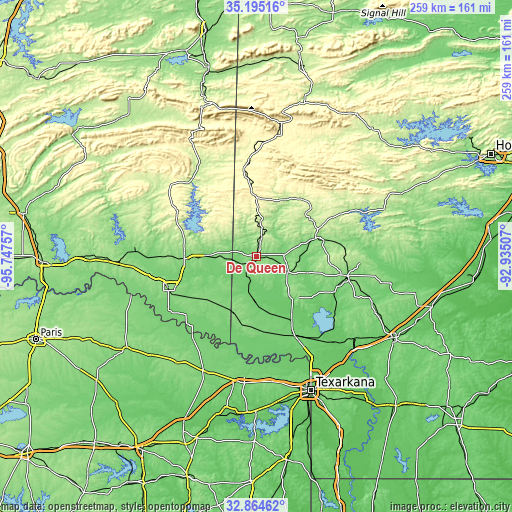 Topographic map of De Queen