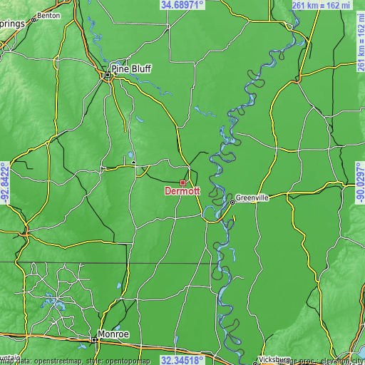 Topographic map of Dermott