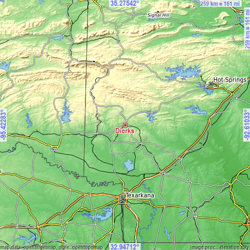 Topographic map of Dierks