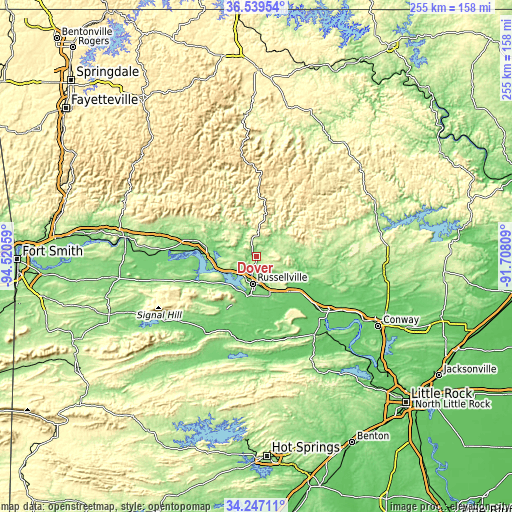 Topographic map of Dover