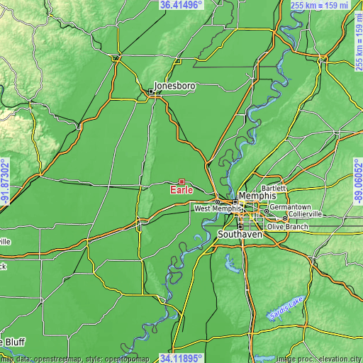 Topographic map of Earle