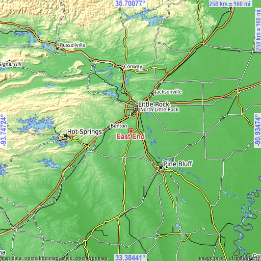 Topographic map of East End