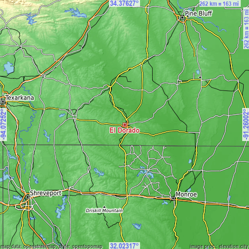 Topographic map of El Dorado