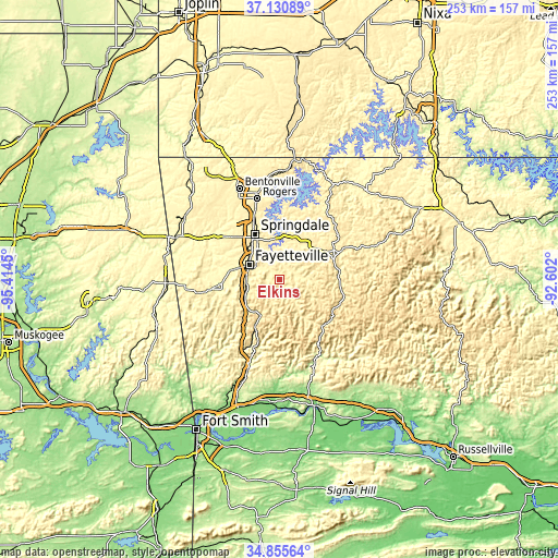 Topographic map of Elkins