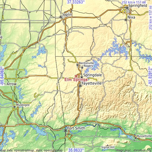 Topographic map of Elm Springs