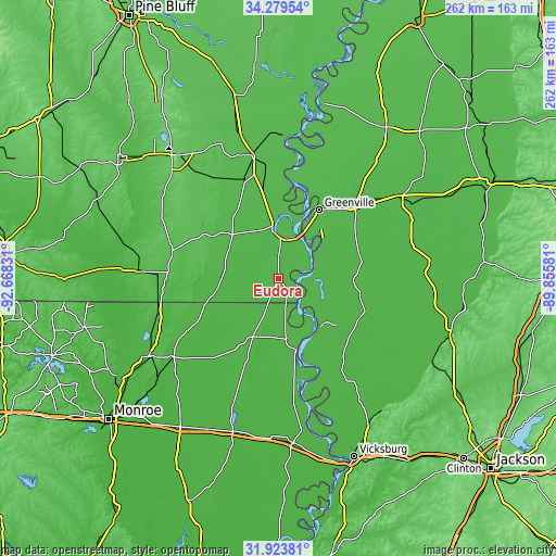 Topographic map of Eudora