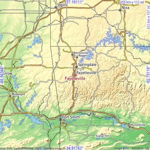 Topographic map of Fayetteville