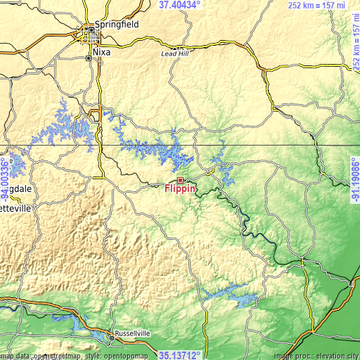 Topographic map of Flippin