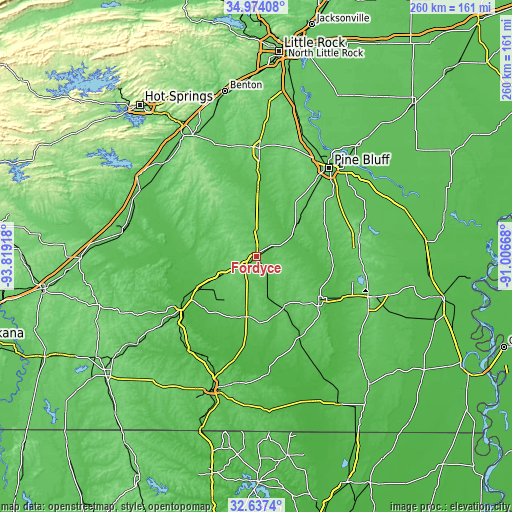 Topographic map of Fordyce