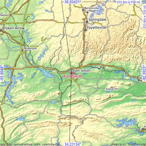 Topographic map of Fort Smith