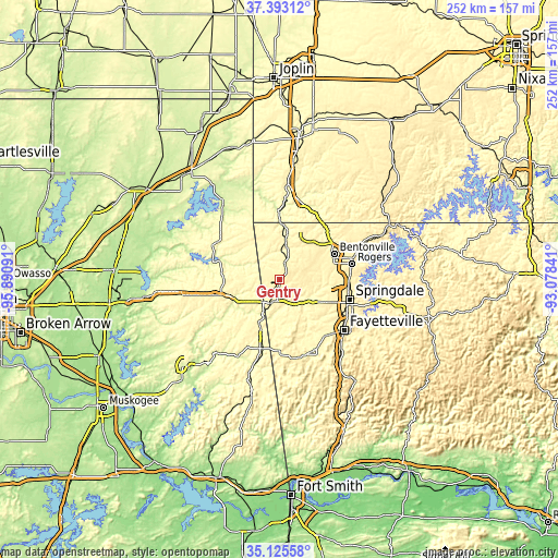 Topographic map of Gentry