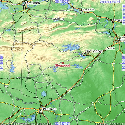 Topographic map of Glenwood