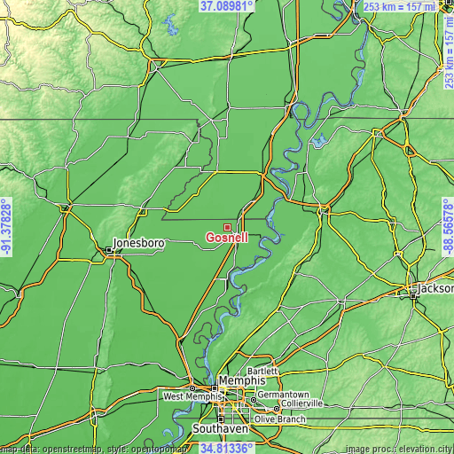 Topographic map of Gosnell