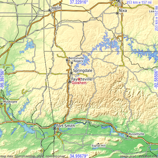 Topographic map of Goshen