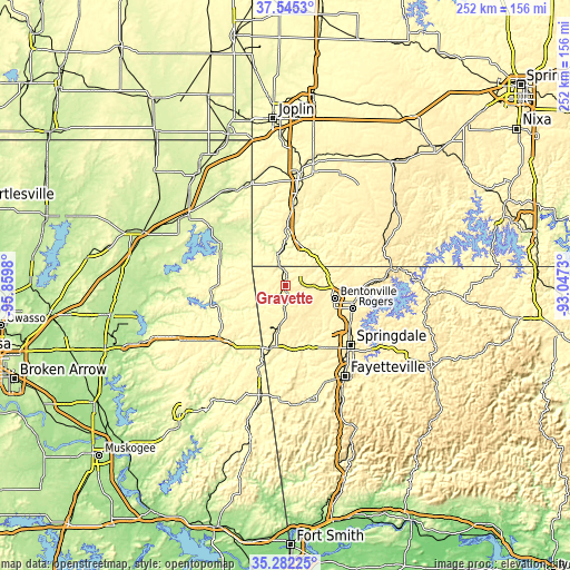 Topographic map of Gravette