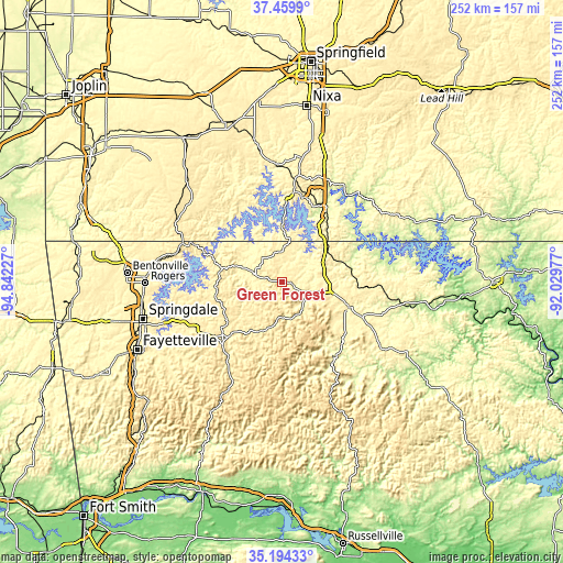 Topographic map of Green Forest