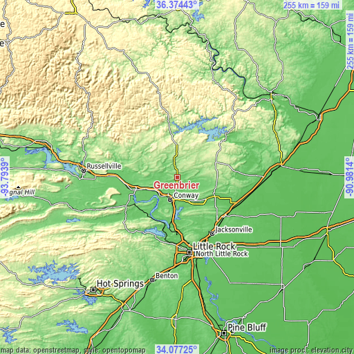 Topographic map of Greenbrier