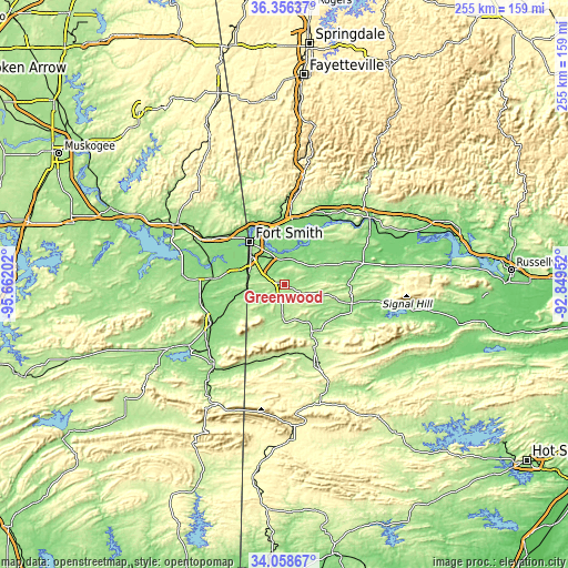 Topographic map of Greenwood