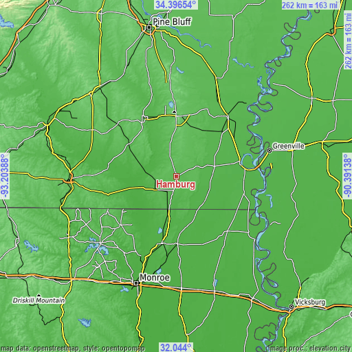 Topographic map of Hamburg