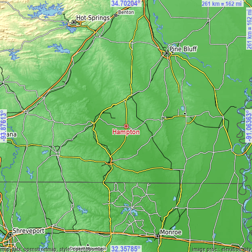 Topographic map of Hampton