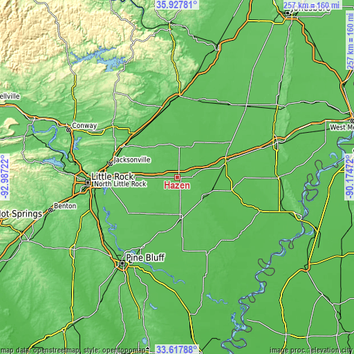 Topographic map of Hazen