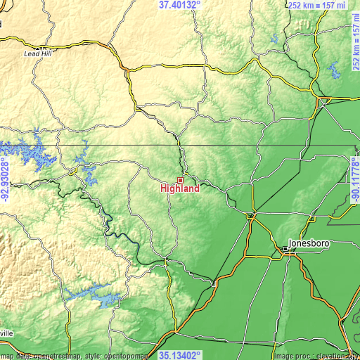 Topographic map of Highland