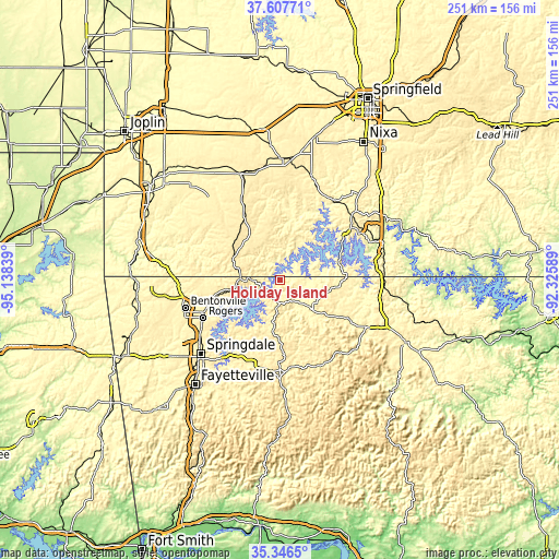 Topographic map of Holiday Island