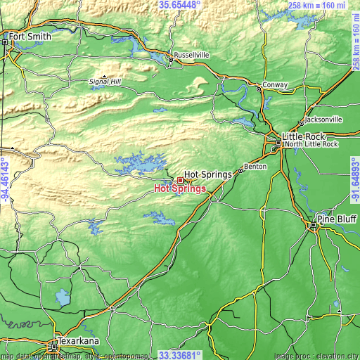 Topographic map of Hot Springs