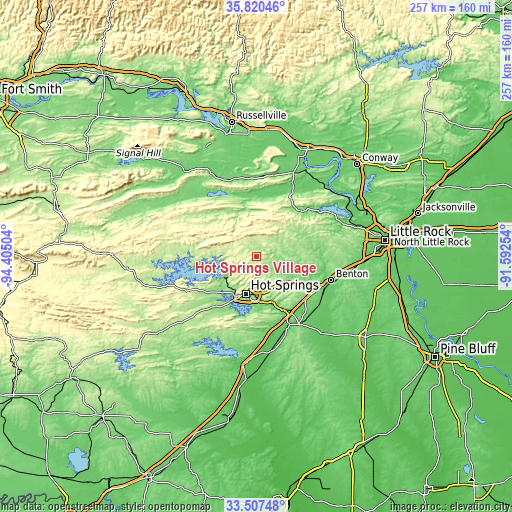 Topographic map of Hot Springs Village