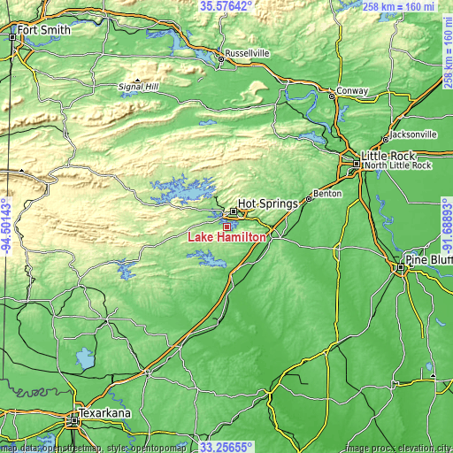 Topographic map of Lake Hamilton