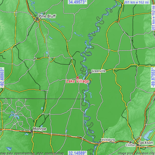 Topographic map of Lake Village