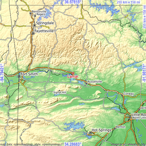 Topographic map of Lamar