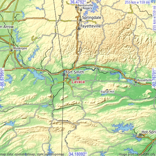 Topographic map of Lavaca