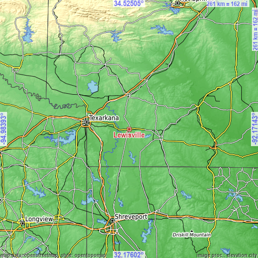 Topographic map of Lewisville