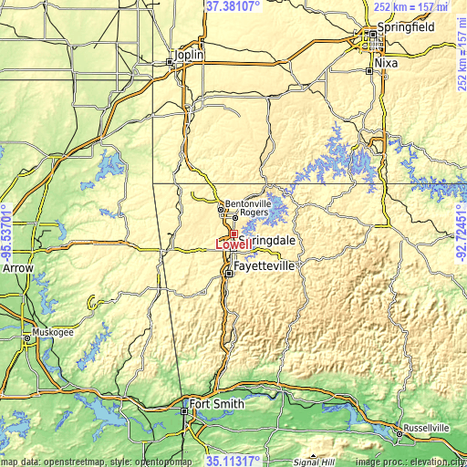 Topographic map of Lowell