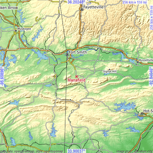 Topographic map of Mansfield