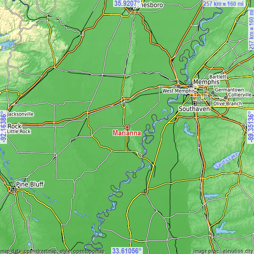 Topographic map of Marianna