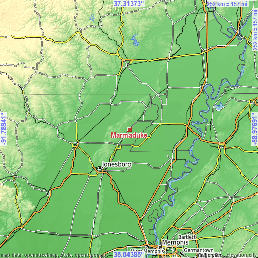 Topographic map of Marmaduke