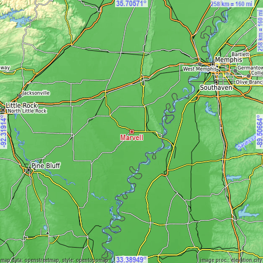 Topographic map of Marvell