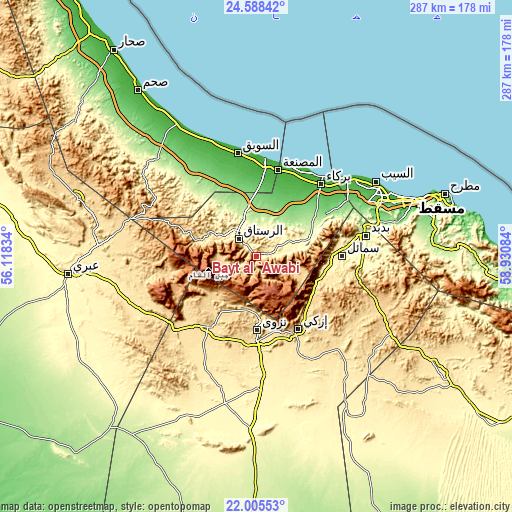 Topographic map of Bayt al ‘Awābī