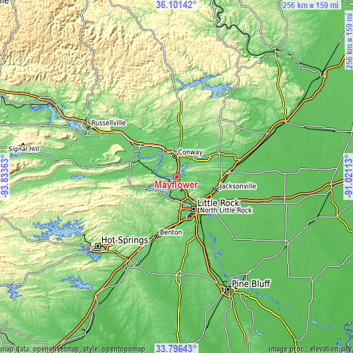 Topographic map of Mayflower